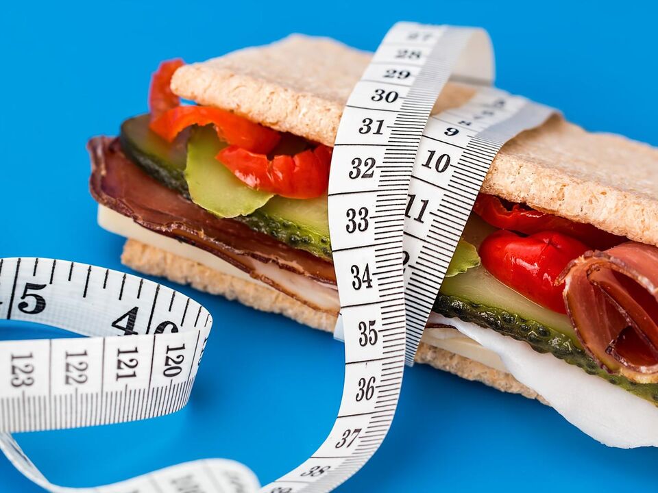 бутерброд и сантиметр для диеты 6 лепестков